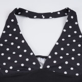 Polka Dots Print Halterneck Tops Short Suit GPKJ-MR45968