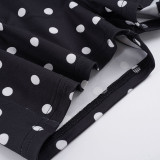 Polka Dots Print Halterneck Tops Short Suit GPKJ-MR45968