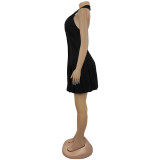 Sleeveless V Neck Backless Mini Dress BY-7587