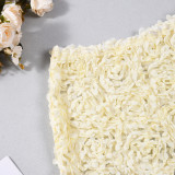 3D Flowers Solid Color Mini Skirt GNZD-32810
