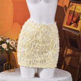 3D Flowers Solid Color Mini Skirt GNZD-32810