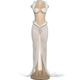 Hollow Out Tube Tops Split Long Skirt 2 Piece Set DLSF-K25S85903