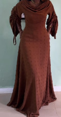 Long Sleeve Ruched Solid Color Maxi Dress NY-11237