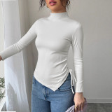 Solid Color Drawstring Irregular Tops GZJF-2648