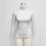 Solid Color Drawstring Irregular Tops GZJF-2648