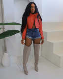 Zipper PU Leather Solid Color Jackets CM-9541