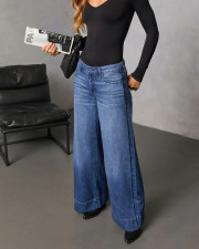 Casual Washed Loose Straight Jeans GYAN-89340