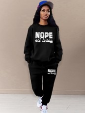 Letter Print Long Sleeve Sweatshirt Two Piece Pants Set SH-390909