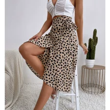 Tie Up Print Split Half Body Skirt GYXN-52379