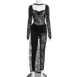 Lace Backless Bodysuit Two Piece Pants Set GDSF-D25ST490