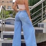 High Waist Washed Wide Leg Jeans XCFF-903