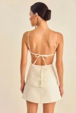 Solid Color Sling Backless Mini Dress GJMF-97809#