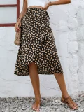 Tie Up Print Split Half Body Skirt GYXN-52379