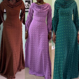 Long Sleeve Ruched Solid Color Maxi Dress NY-11237