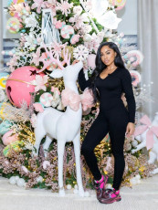 Solid Color Yoga Tight Loungewear Sport Pant Suit CM-9545