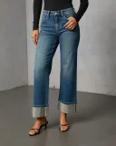 Hot Drill Washed Straight Jeans GYAN-89328