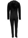 Solid Color Zipper Hoodies Two Piece Pants Set OMY-11061