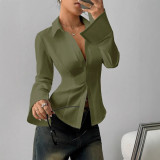 Long Sleeve Solid Color Shirt GSRX-648