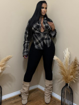 Long Sleeve V Neck Plaid Print Shirt CH-25070