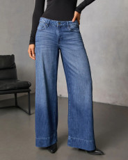 Casual Washed Loose Straight Jeans GYAN-89340