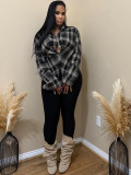 Long Sleeve V Neck Plaid Print Shirt CH-25070
