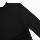 Solid Color Long Sleeve Bandage Dress GDSF-D25DS527