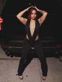 Wrap Chest Sexy Sleeveless Jumpsuit GYGE-26008
