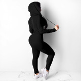Solid Color Zipper Hoodies Two Piece Pants Set OMY-11061