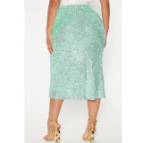 Solid Color Sequin Half Body Skirt GYOM-8886