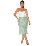 Solid Color Sequin Half Body Skirt GYOM-8886