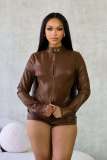 Retro Zipper Short Sleeve Two Piece Shorts Set XMCS-1007
