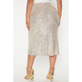 Solid Color Sequin Half Body Skirt GYOM-8886