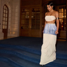 Solid Color Tie Up Tube Top Skirt 3 Piece Set GSLF-K25S83846