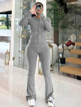Long Sleeve Zipper Hooded Sport Pants Suit SH-391390