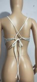 Sexy Sequin Halterneck Tie Up Tank Tops GYOM-801