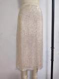 Solid Color Sequin Half Body Skirt GYOM-8886