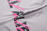 Letter Print Zipper Hooded Sport Pants Suit GSLF-K25S82989