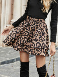 Retro Leopard Print High-Waisted Tiered Skirt GYXN-F1-51070