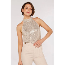 Plus Size Sleeveless Sequin Slim Tops GYOM-8918
