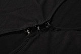 Hollow Out Zipper Tops Two Piece Pants Set GSLF-K25S84204