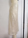 Solid Color Sequin Half Body Skirt GYOM-8886