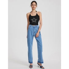 Retro High-Waisted Split Straight Jeans GYXN-15160
