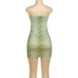 Snake Print Tube Top Dress GSLF-K25D86114