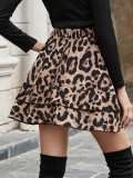 Retro Leopard Print High-Waisted Tiered Skirt GYXN-F1-51070