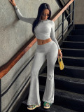 Solid Color Long Sleeve Sport Pants Suit YWXS-K25L1063