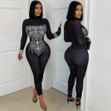 Long Sleeve Hot Drill Tight Jumpsuit CYA-901649