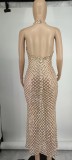 Sleeveless Hot Drill Sequin Backless Maxi Dress GYOM-8881