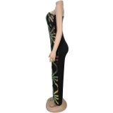 Single Shoulder Long Sleeve Sequin Jumpsuit BY-7301