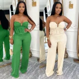 Solid Color Wrap Chest Jumpsuit CYA-901979