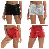 Hollow Out Sequin Tie Up Shorts GYOM-8864